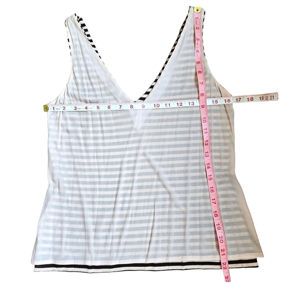 Lida Baday brown and blush striped tank top V-neck and back lined size M - Picture 9 of 9